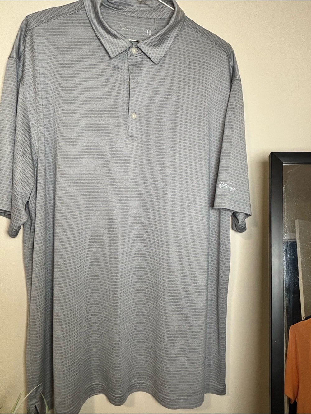 Walter Hagen 11 Majors Gray Striped Performance Golf Polo Size xl